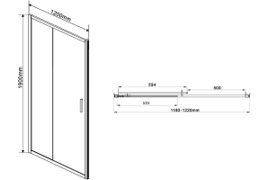 Душевая дверь в нишу Vincea Garda 120х190 профиль сталь стекло прозрачное - 3