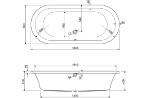Акриловая ванна Cezares Metauro Central 180x80 (METAURO-Central-180-80-40-W37) - 3