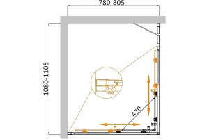 Душевой уголок Cezares Molveno 110х80 хром стекло прозрачное - 3