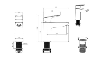Смеситель для раковины AQUATEK ВЕГА AQ1011MB, 97, с донным клапаном, матовый черный - 2