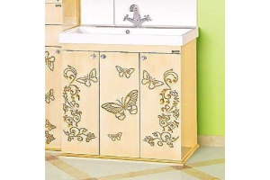 Тумба с раковиной Misty Бабочка 90 бежевая, патина - 3