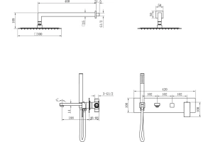 Душевой комплект Boheme Qubic сталь матовый - 2