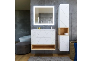 Тумба под раковину Бриклаер Кристалл 90 белая матовая (4627125415975) - 3