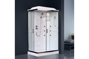 Душевая кабина Royal Bath 120х80 R профиль хром стекло прозрачное с гидромассажем - 2