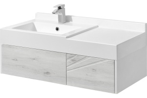 Тумба под раковину Aquaton Сакура 100 белый-светлое дерево - 2