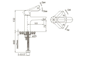 Смеситель BelBagno Reno REN LVM25 CRM для раковины - 3