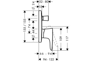 Смеситель Hansgrohe PuraVida 15445000 для ванны с душем - 2