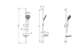 Душевой гарнитур AQUATEK AQ2011MB, 3jet, 73см, матовый черный - 2