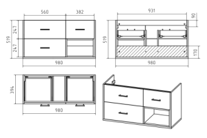 Тумба с раковиной Misty Фетта 100 белая - темное дерево - 3