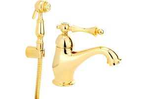 Смеситель для раковины Migliore Bomond 26887 с гигиеническим душем, золото