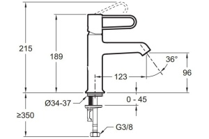 E21029-BL-BL ODEON RIVE GAUCHE смеситель для раковины, без донного клапана корпус черный, ручка черная - 2