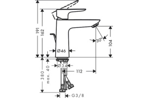 Смеситель для раковины Hansgrohe Talis E 110, однорычажный, CoolStart, со сливным гарнитуром, шлифованная бронза 71713140 - 2