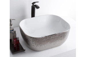 Раковина накладная CeramaLux NC 46 см белый/серебро (D1333H021)