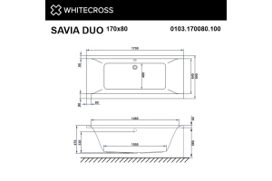 Акриловая ванна Whitecross Savia Duo 170х80 белая хром с гидромассажем - 2