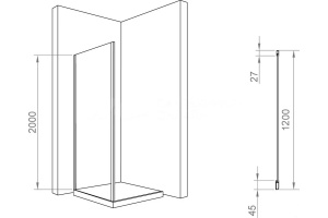 Душевая стенка RGW Z-050-3 120х200 профиль черный стекло прозрачное - 3