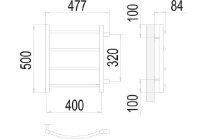 Водяной полотенцесушитель Terminus Классик П4 400x500 Хром боковое подключение - 3