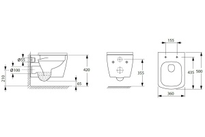 4.33004.20 LIBERTY Унитаз подвесной, Rimless, 500x360мм, без сидения, белый (279260) - 2