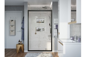 Душевая дверь в нишу STWORKI Стокгольм DE019D290200 90 см профиль черный матовый - 2