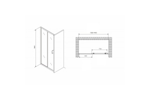 Душевая дверь Abber Schwarzer Diamant 140 черная стекло прозрачное - 2