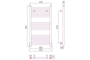 Полотенцесушитель водяной ДР МОДУС 800х400 (Без покрытия) - 3
