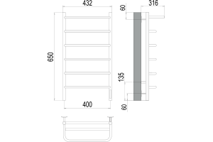 Электрический полотенцесушитель Terminus Полка П6 400х650 с полкой Хром - 3