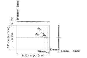 Поддон для душа Wasserkraft Wiese 140x90 серый матовый - 3