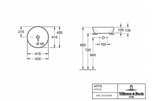 Мебельная раковина Villeroy & Boch Artis 43 Mint (417943BCW3) - 2