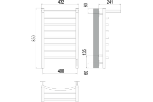 Электрический полотенцесушитель Terminus Классик П8 400x850 с полкой Хром - 3