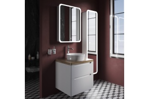 Мебель для ванной STWORKI Берген 60 белая со светлой столешницей, с раковиной Bocchi Sottile 1478-001-0125 - 3