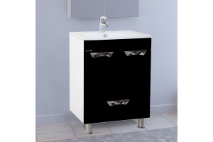 Тумба с раковиной Bellezza Альфа 55 черная с нижним ящиком