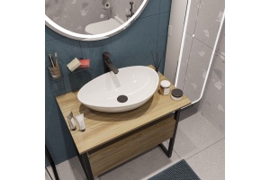 Мебель для ванной DIWO Элиста 80 светлое дерево со столешницей светлое дерево, раковина Moduo 55 Leaf - 3