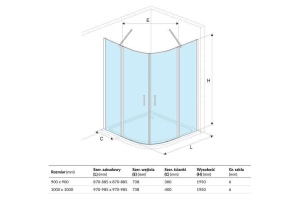 Душевой уголок Excellent Mazo 100х100 профиль хром стекло прозрачное - 3