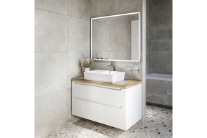 Тумба с раковиной STWORKI Берген 100 белая со светлой столешницей, раковина Bocchi Vessel 1172-061-0125 - 3