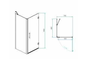 Душевой уголок RGW Passage PA-36-1B 70x90 профиль черный стекло прозрачное - 3