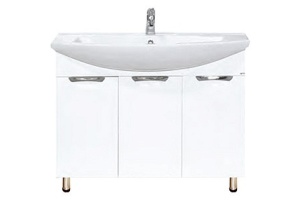 Тумба с раковиной Misty Лаванда 105 белая глянцевая