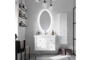 Мебель для ванной STWORKI Вестерос 85 белая, в стиле прованс (гарнитур, комплект)