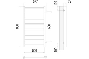 Водяной полотенцесушитель Terminus Аврора П8 500x800 Хром - 3