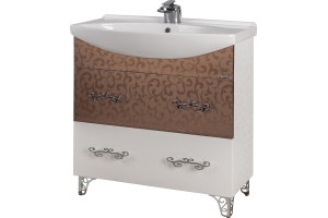 Тумба для комплекта Bellezza Маргарита 120 2 ящика белая/бронза