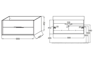 EB1508-N18-N18 тумба под раковину VIVIENNE с 2 ящик., хром. руч./100/ (белый меламин/белый меламин) - 2