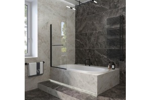 Шторка на ванну Veconi Palau PL79B-90-01-C4 90 см, профиль черный - 2