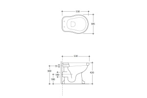 KERASAN Retro Унитаз напольный слив в стену, цвет черный глянцевый - 2