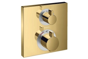 Термостат Hansgrohe Ecostat Square, скрытого монтажа, для 2 потребителей, полированное золото 15714990