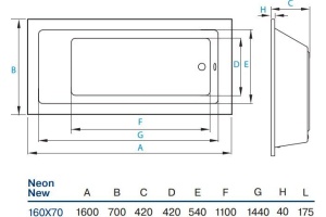 Акриловая ванна Koller Pool Neon new 160x70 - 2