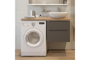 Тумба с раковиной STWORKI Берген 60 серая со светлой столешницей 122, Moduo 55 Leaf, L