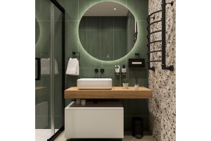 Мебель для ванной STWORKI Ольборг 120 столешница дуб французский, без отверстий, с тумбой 80, с раковиной STWORKI Soul 1 белой