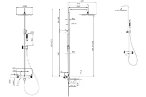 5.31A10-00 PRIORITY Душ.сист.H 800-1270 мм,излив поворотн.,Верх.душ Slim Ф300мм,Kerox,хром (296345) - 2