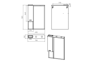 Терра - 70 зеркало-шкаф серый левый - 3