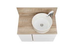 Тумба с раковиной Mila 35 и столешницей Aquaton Мишель 80 белый-светлое дерево - 2