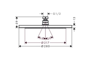 26220340 HG Croma 280 Air 1jet верхний душ шлиф,черный хром - 3