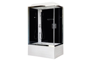 Душевая кабина Royal Bath 100x80 L стекло прозрачное задняя стенка черная 